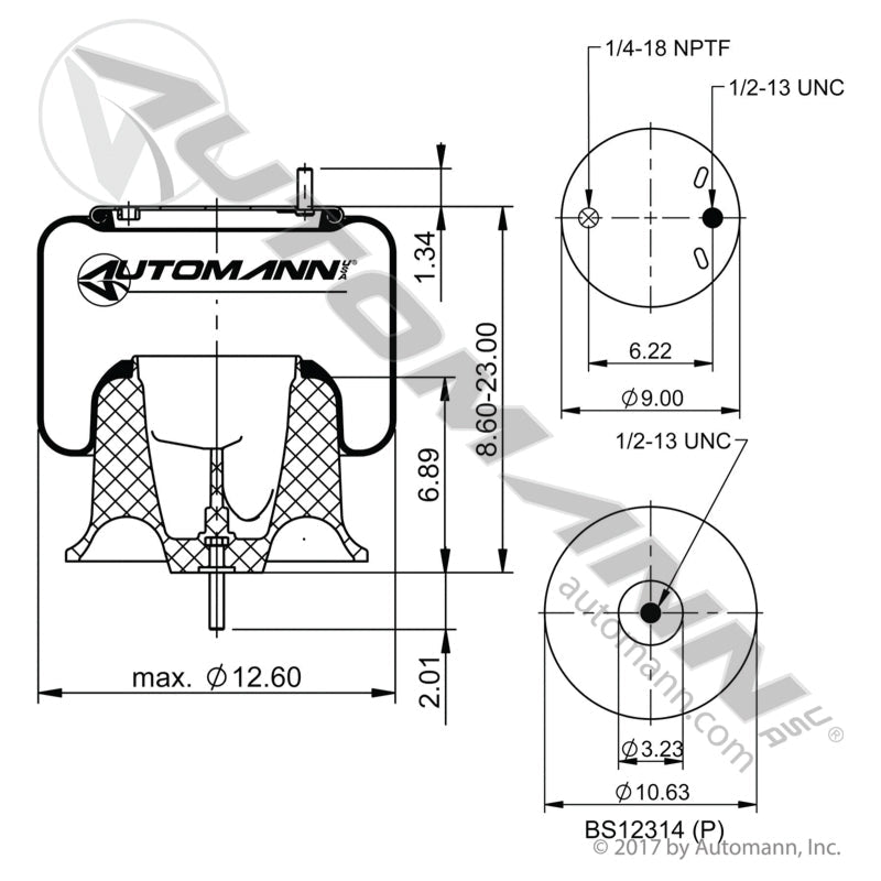 Freightliner Air Spring Rolling Lobe – Plastic Base – Replaces Firestone 9759
