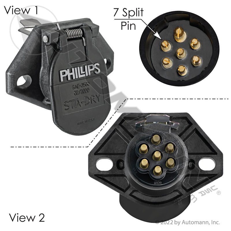 Phillips QCS 7 Way Socket – Quick-Change 7-Pin Connector – Replaces 16-726