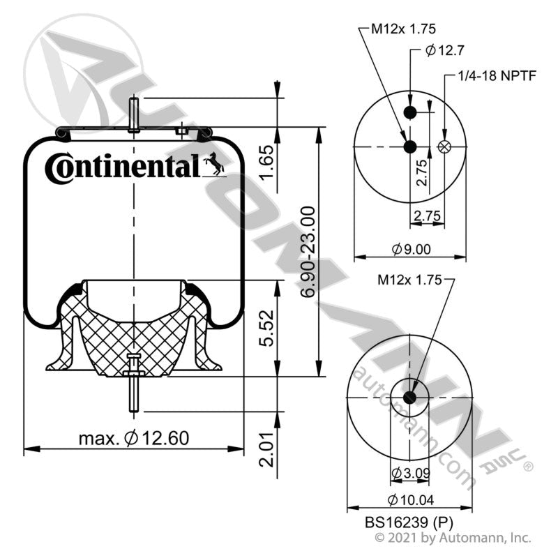 Volvo Rolling Lobe Air Spring – Continental OE – Plastic Base – Replaces 21132005
