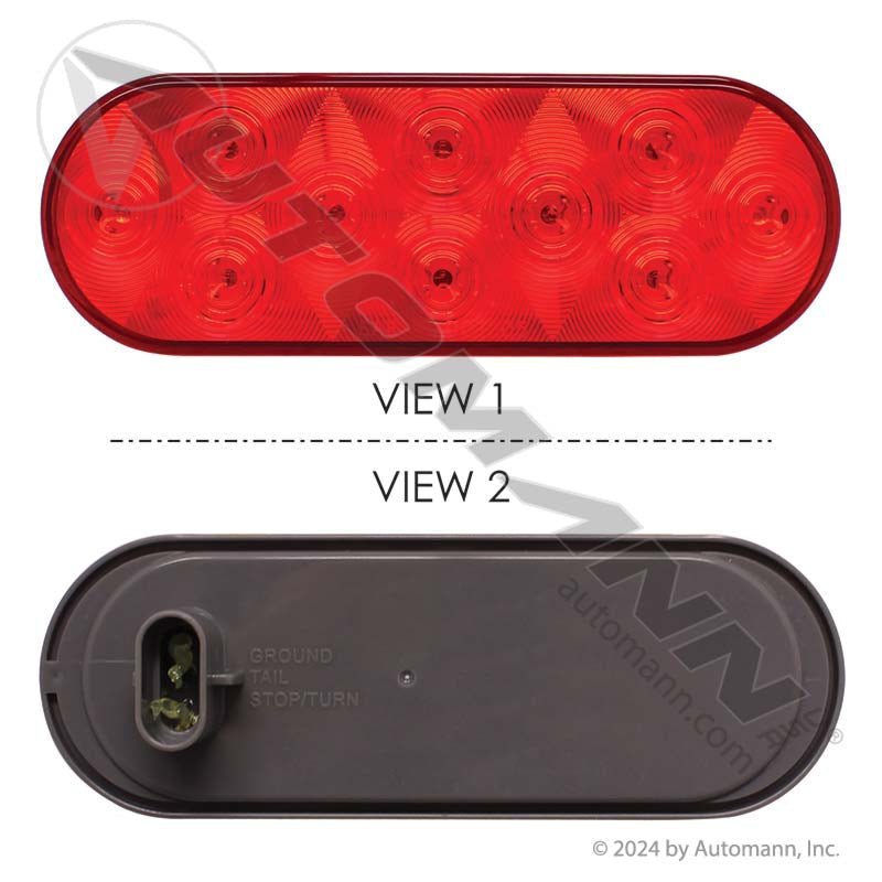 6 Inch Oval LED Tail Light – 10-Diode Red – Replaces Truck-lite 60250R