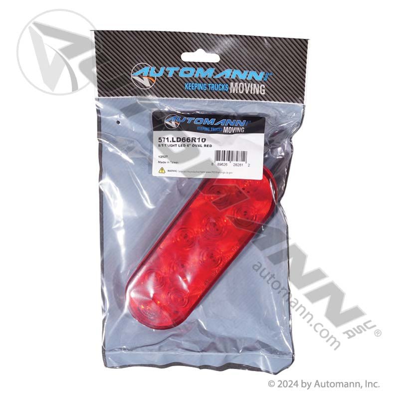 6 Inch Oval LED Tail Light – 10-Diode Red – Replaces Truck-lite 60250R