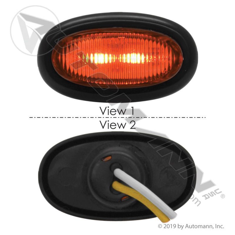 Mini Oval Amber LED Marker Light – 2 Diode Bullet Connectors – Replaces Grote 47963