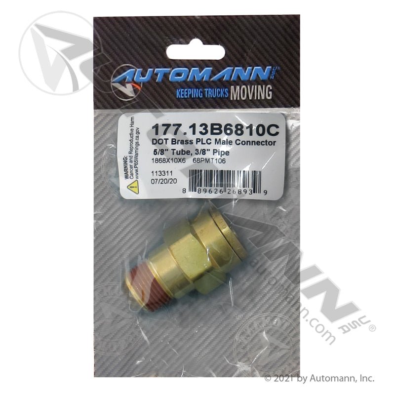 Brass PLC Male Connector – 5/8" Tube x 3/8" NPT – Replaces Parker 68PMT106