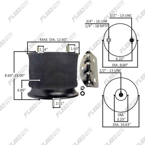 Freightliner Rolling Lobe Air Spring - Premium Suspension Bag - Replaces 16-13810-000