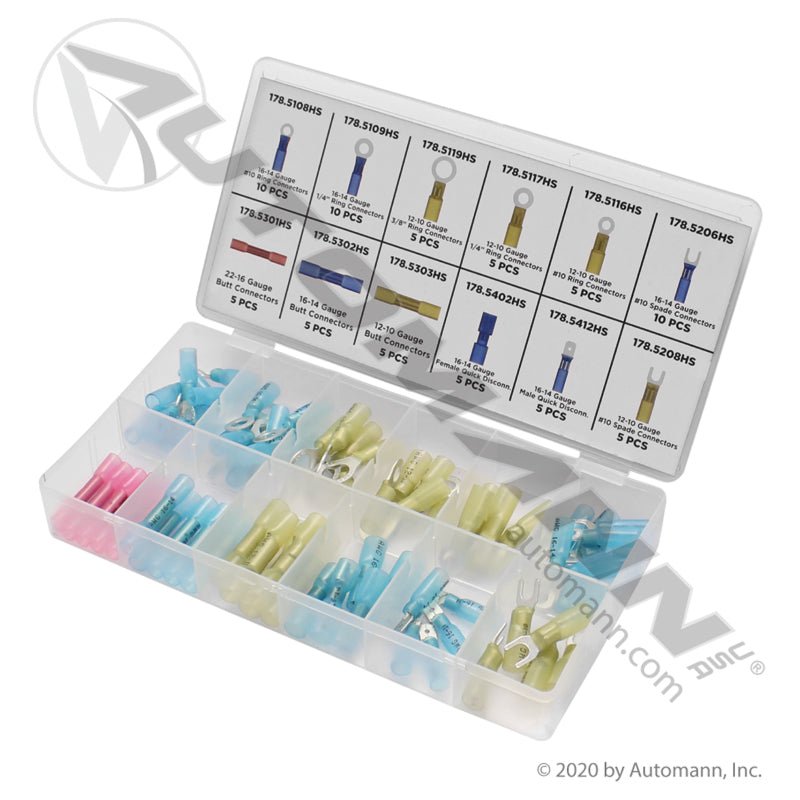 Heat Shrink Terminal Electrical Kit - 75pc Automann 178.EK75HST ATD383
