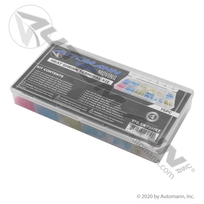Heat Shrink Terminal Electrical Kit - 75pc Automann 178.EK75HST ATD383