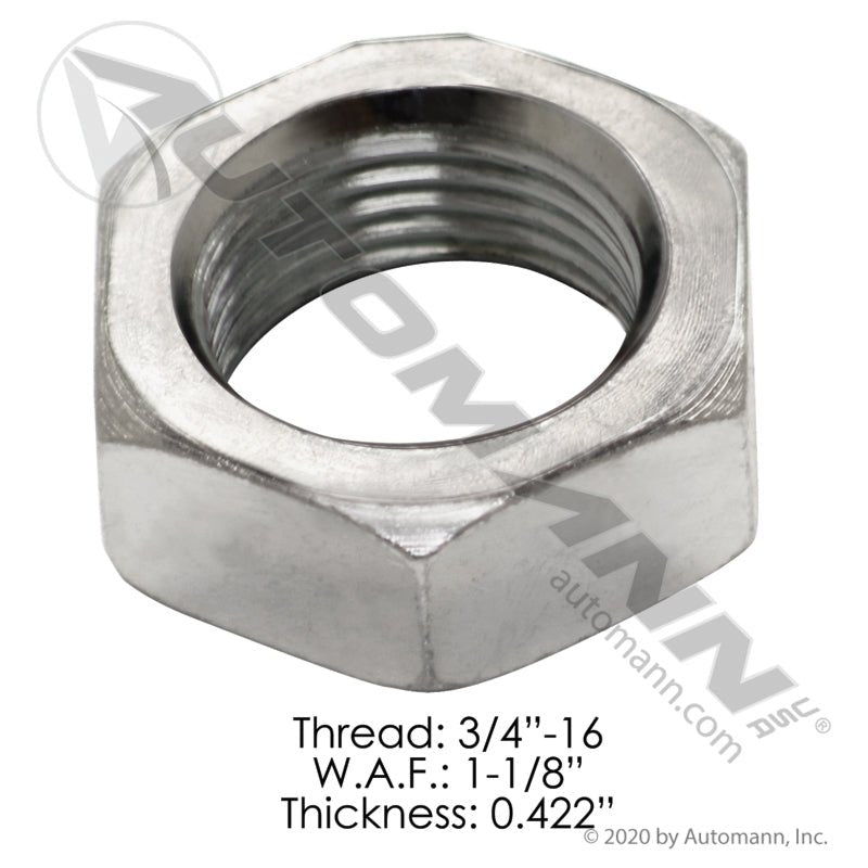 Jam Nut 3/4-16 Fine Thread - 7/16" High Automann JNF340 E-1107