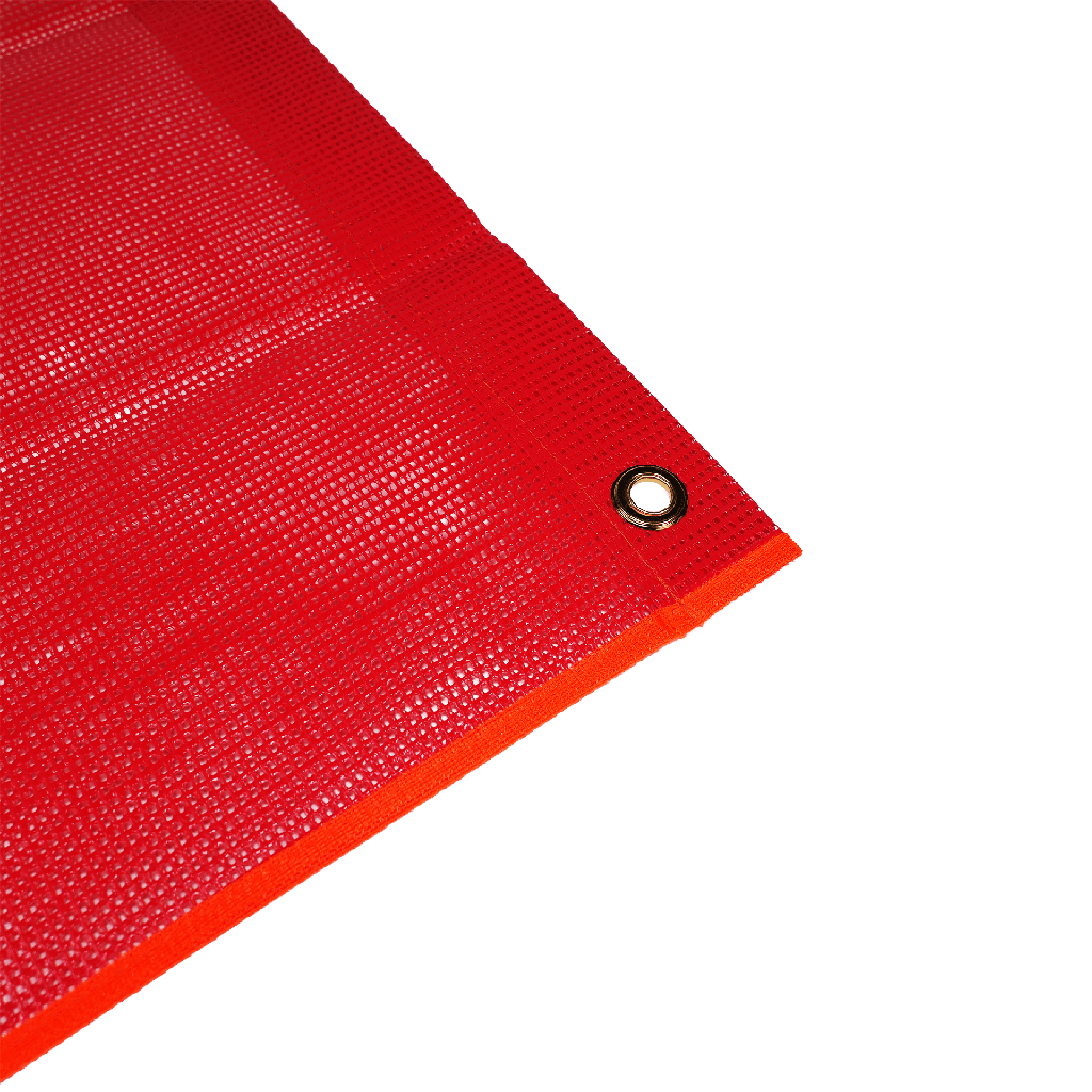 Vinyl Mesh Red Flag with Grommets - DOT Compliant Oversize Load Warning Flag