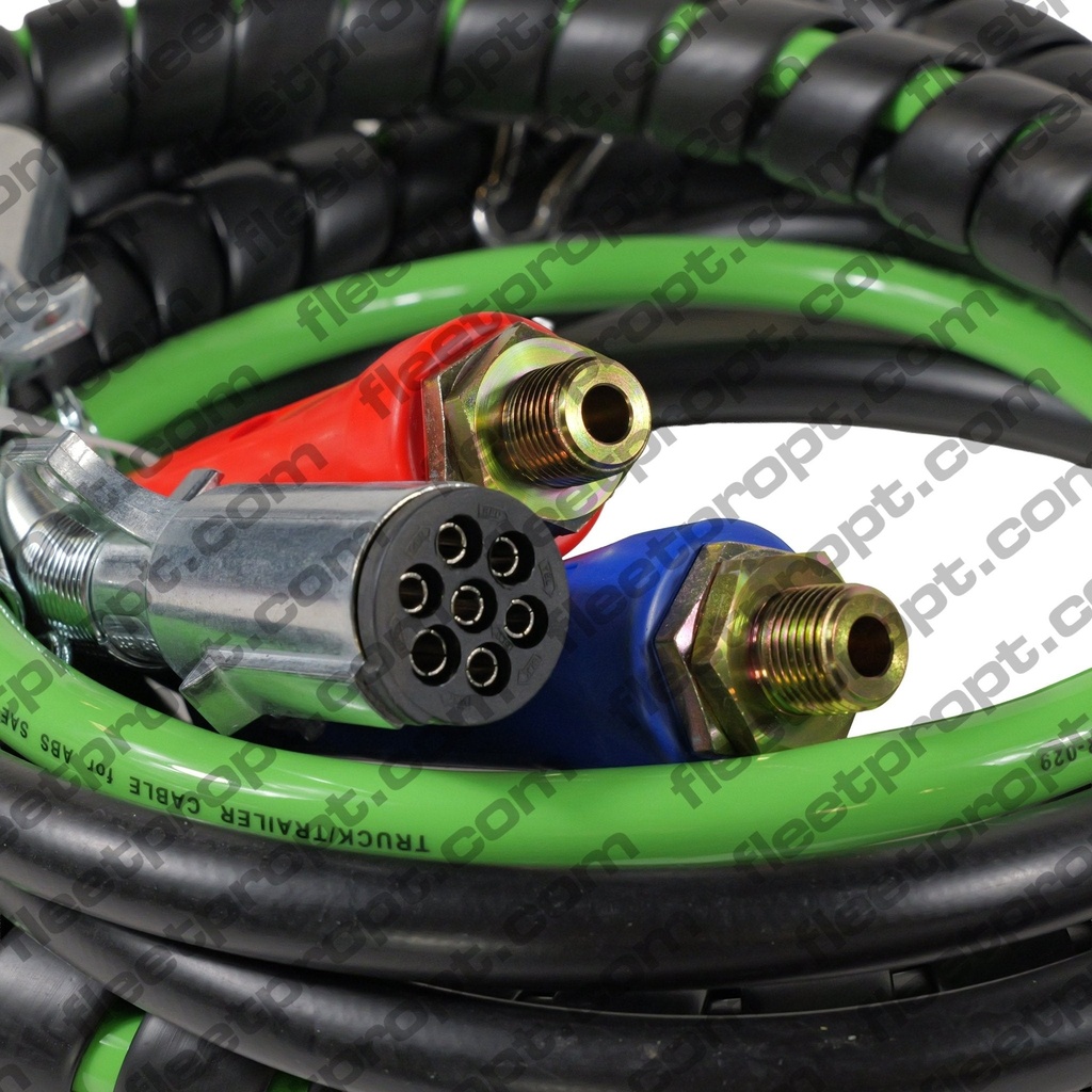 3-in-1 Semi Truck Air Line & ABS Power Kit 15ft – Heavy-Duty Rubber Hose Assembly