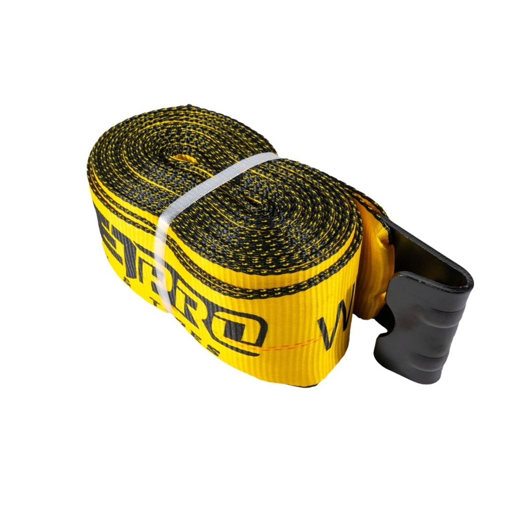 Winch Strap (4" x 40') with Flat Hook – Heavy-Duty Yellow Cargo Tie-Down – 5,400 lb WLL