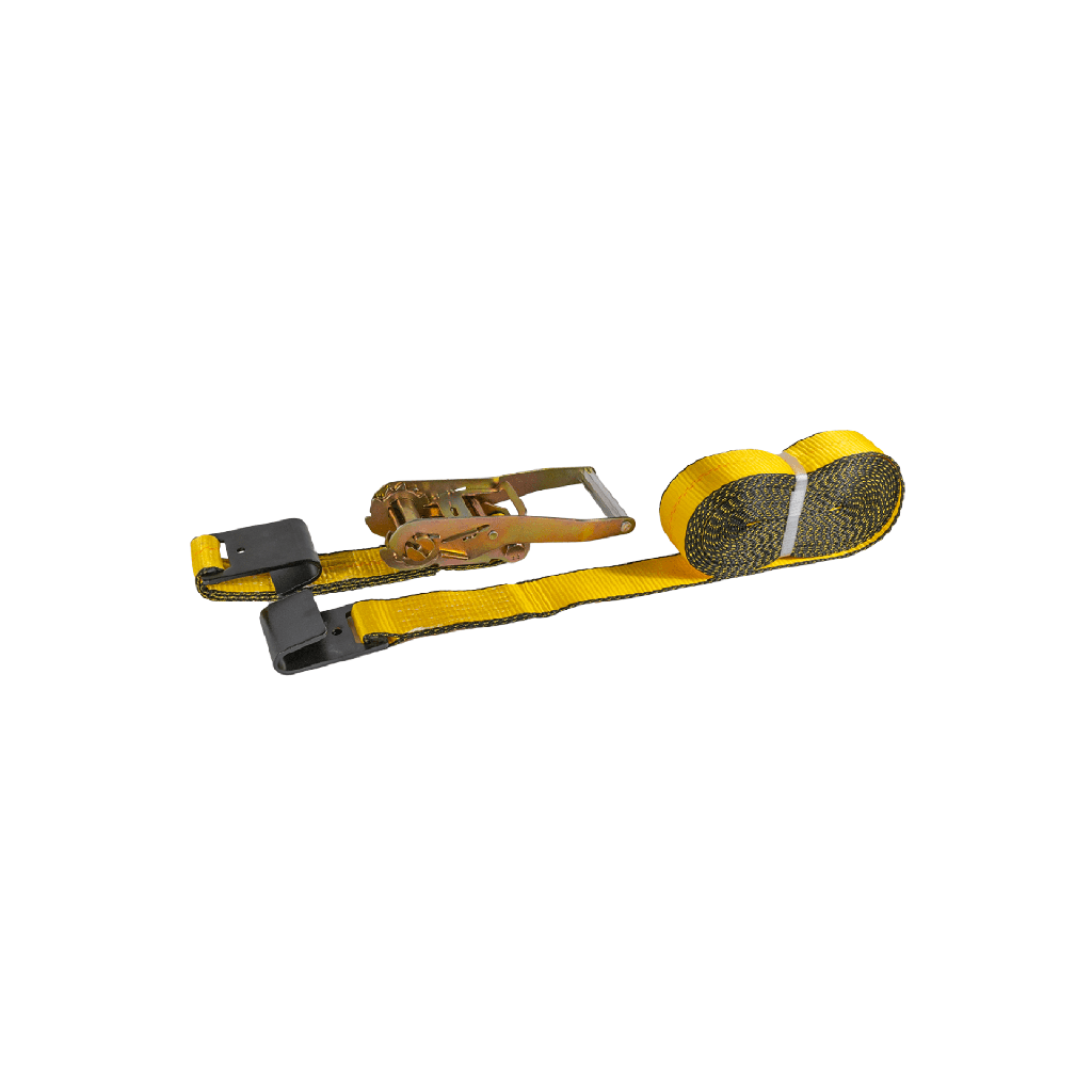 Ratchet Strap (2" x 30') with Flat Hook – 2-Pack Heavy-Duty Yellow Tie-Downs – 3,333 lb WLL