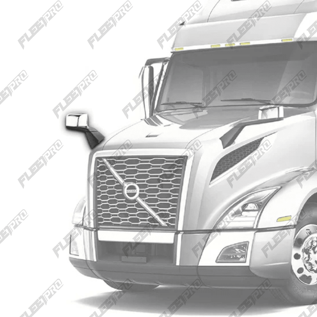 Volvo VNL Hood Mirror (2018–2025 Gen 3) – Passenger Side Chrome & Black Heated Assembly – Replaces 84723683