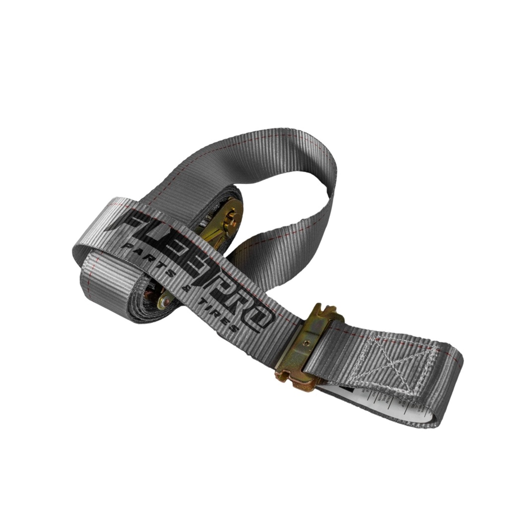 E-Track Ratchet Strap (2" x 16') with Spring Fittings – Gray Heavy-Duty Cargo Tie-Down – 1,467 lb WLL