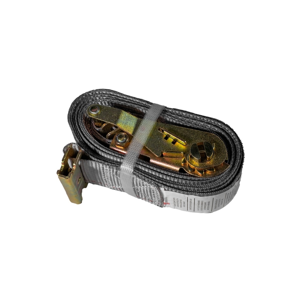 E-Track Ratchet Strap (2" x 16') with Spring Fittings – Gray Heavy-Duty Cargo Tie-Down – 1,467 lb WLL