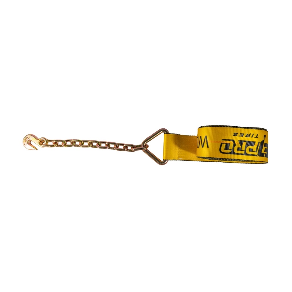 Winch Strap (4" x 40') with Chain Anchor – Heavy-Duty Yellow Webbing – 5,400 lb WLL