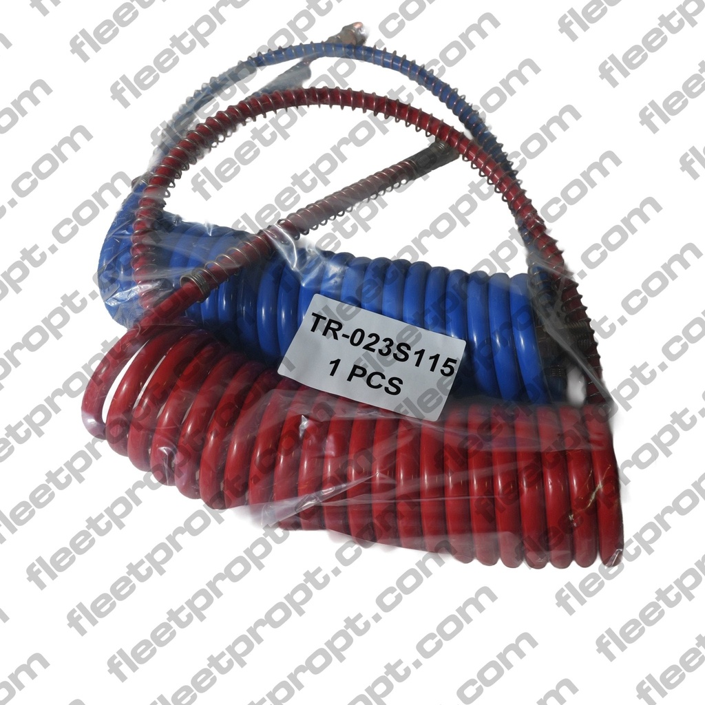 Coiled Air Brake Hose Set 15ft – Red & Blue Long Tail 40" Trailer Leads