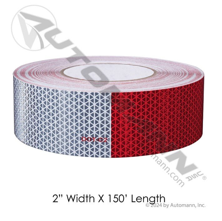 ORALITE DOT Conspicuity Tape – 2" x 150ft Roll – Red/White 11"/7" Diamond Mesh Pattern – 5 Year