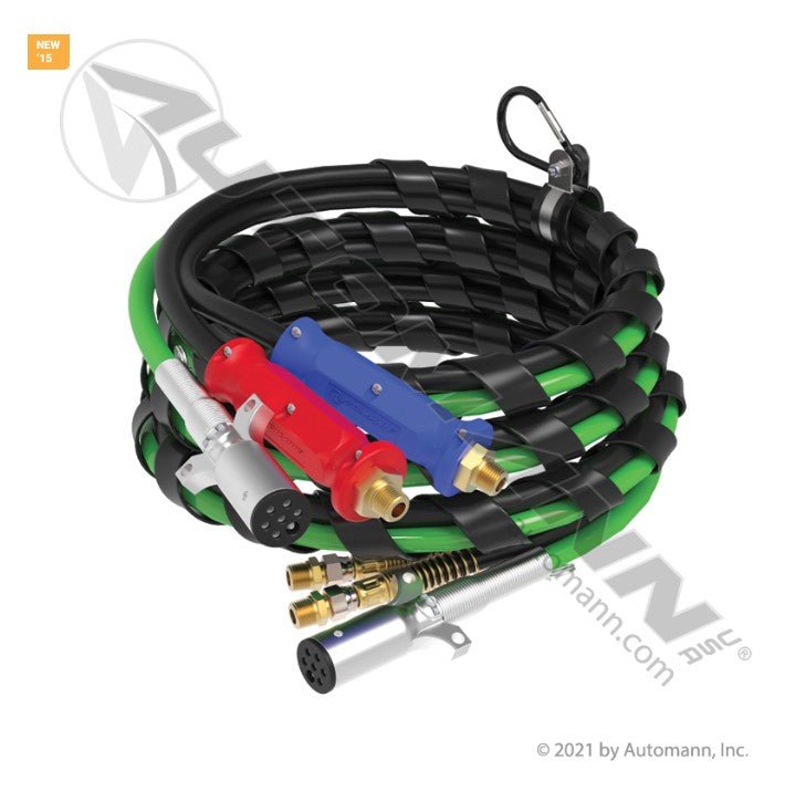 3 in 1 Airpower Line – 15ft Black Air Hose Wrap with Serviceable 7-Way Plugs – Replaces 169157 145115