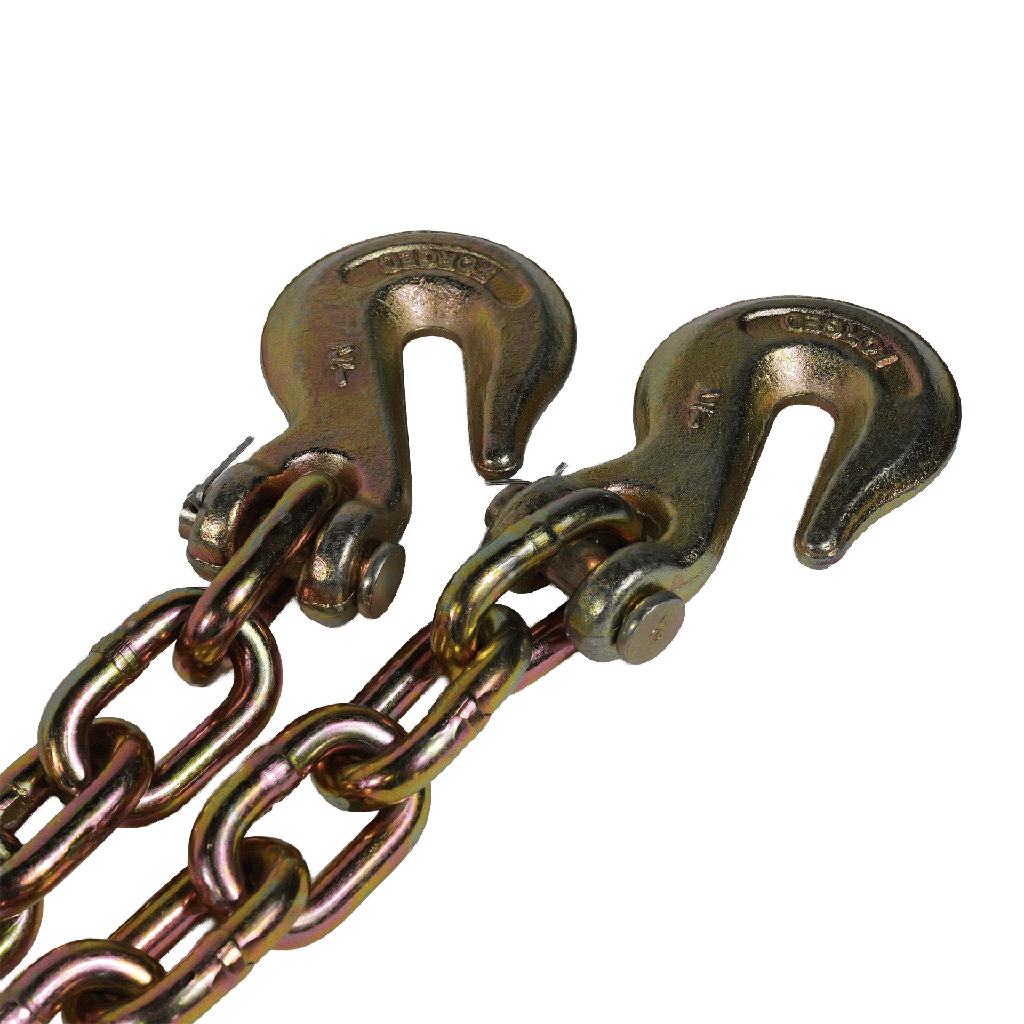 G70 1/2" x 20' Chains with Grab Hooks - Heavy-Duty 11,300 lb WLL Transport Chain