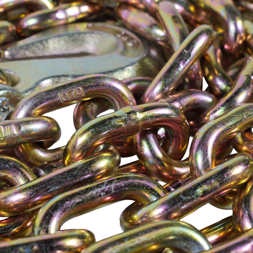 G70 1/2" x 20' Chains with Grab Hooks - Heavy-Duty 11,300 lb WLL Transport Chain
