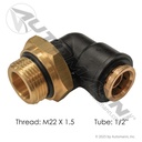 Volvo M22 Push Lock Fitting – 90° Swivel Elbow – 1/2" Tube x M22 – 177.12C698M22