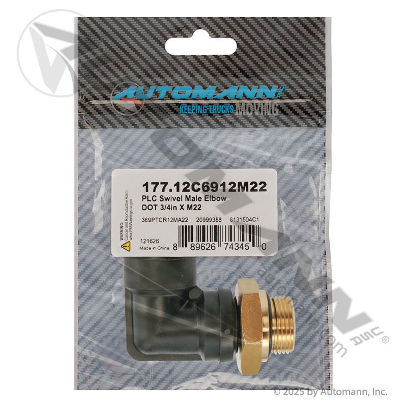 Volvo M22 3/4 Air Fitting – 90° Composite Push Lock – Replaces 20999388