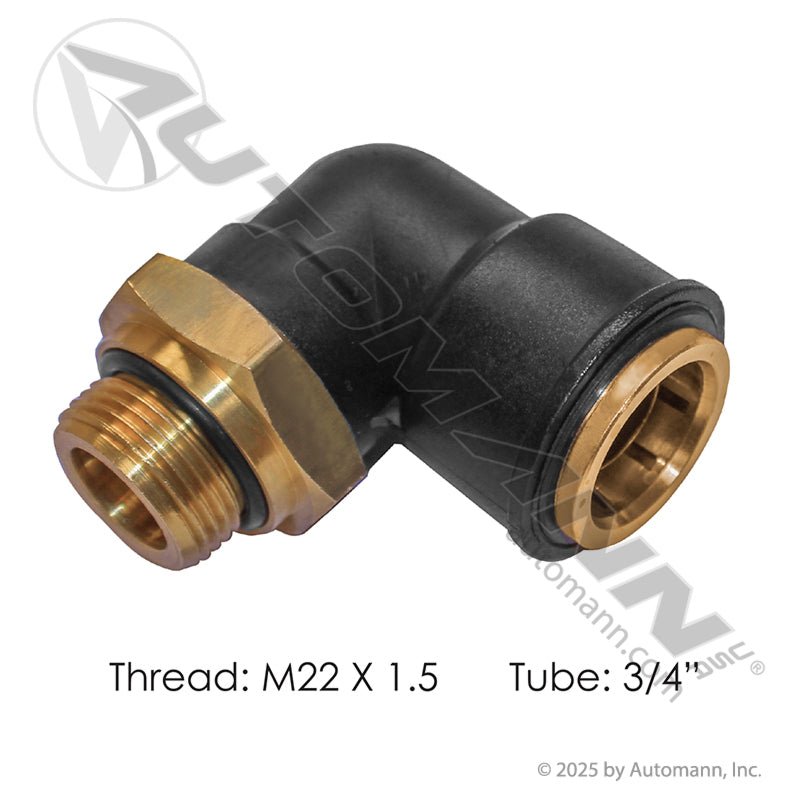 Volvo M22 3/4 Air Fitting – 90° Composite Push Lock – Replaces 20999388