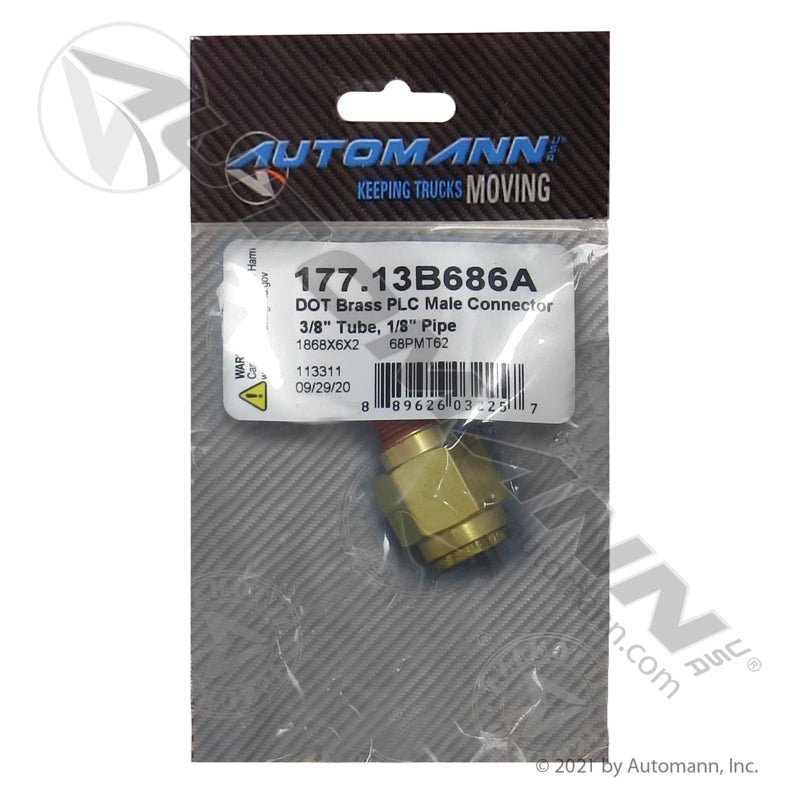 3/8 Tube to 1/8 NPT Connector – Brass Push Lock Straight – Replaces 68PMT62