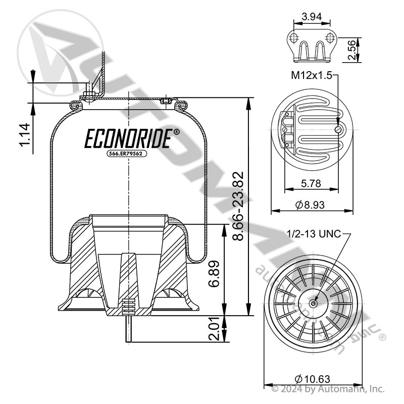 [566.ER79562] Econoride Air Spring 79562 Cascadia/M2/SD, Metric Inlet