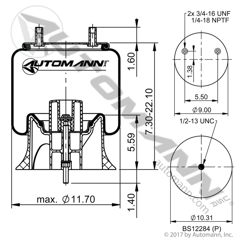 [AB1DK20J-9626] Air Spring Rolling Lobe Hendrickson (Firestone 9626)