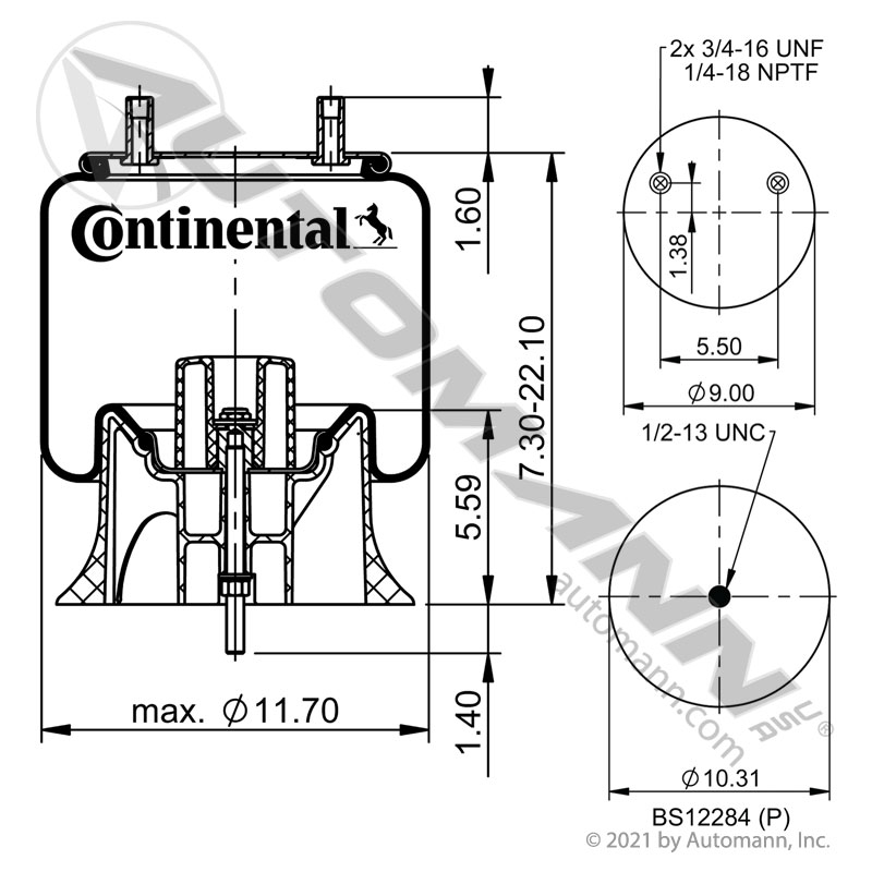 [566.CT64692] Continental Air Spring 64692 Hendrickson (Firestone 9626)