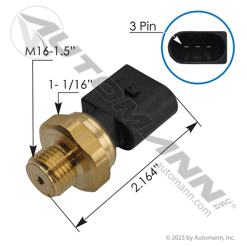 [577.23517OE] Oil Pressure Sensor Detroit DD13/DD15, M16-1.5 3-Pin