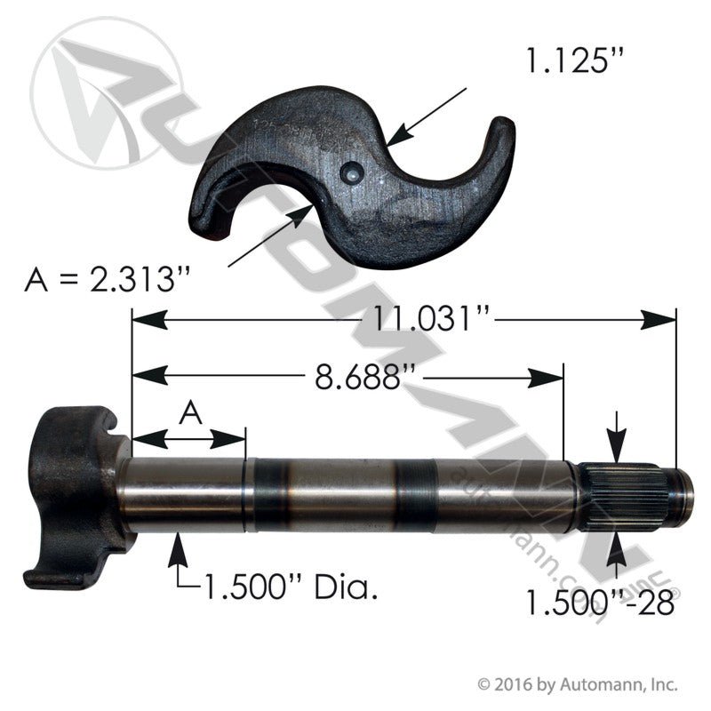 [125.281102.02] Camshaft RH Hendrickson Intraax HXS 16-1/2in, 1.5in-28 Spline
