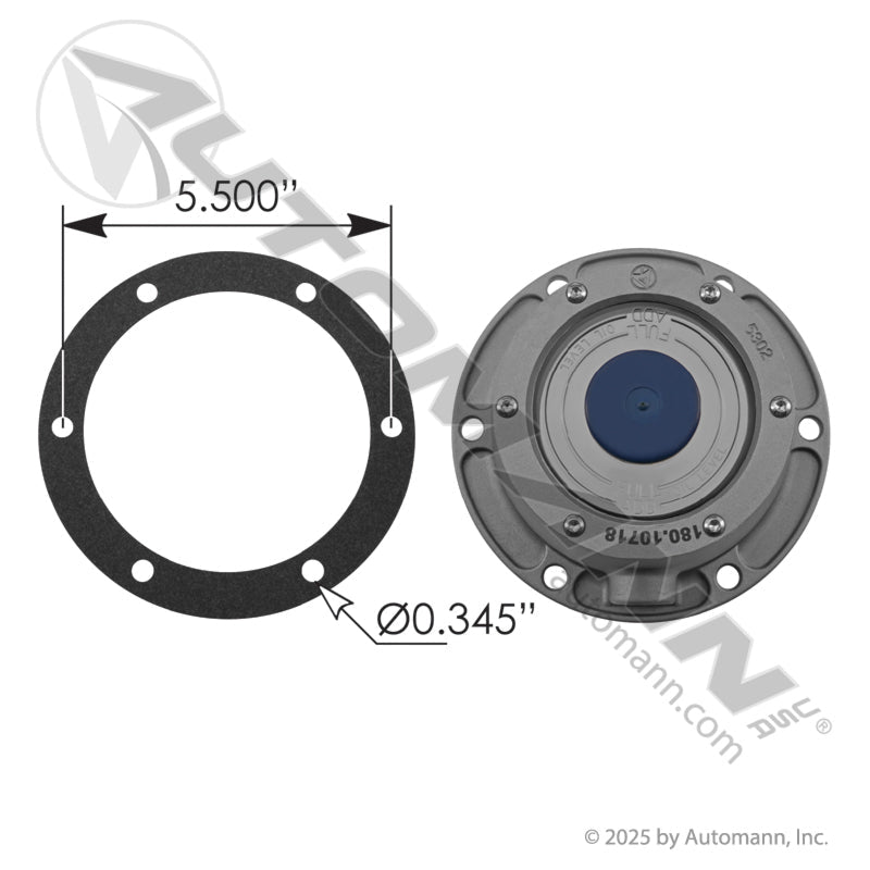 [180.10718] Hub Cap 6-Bolt 5.50in BC, No Side Fill Plug