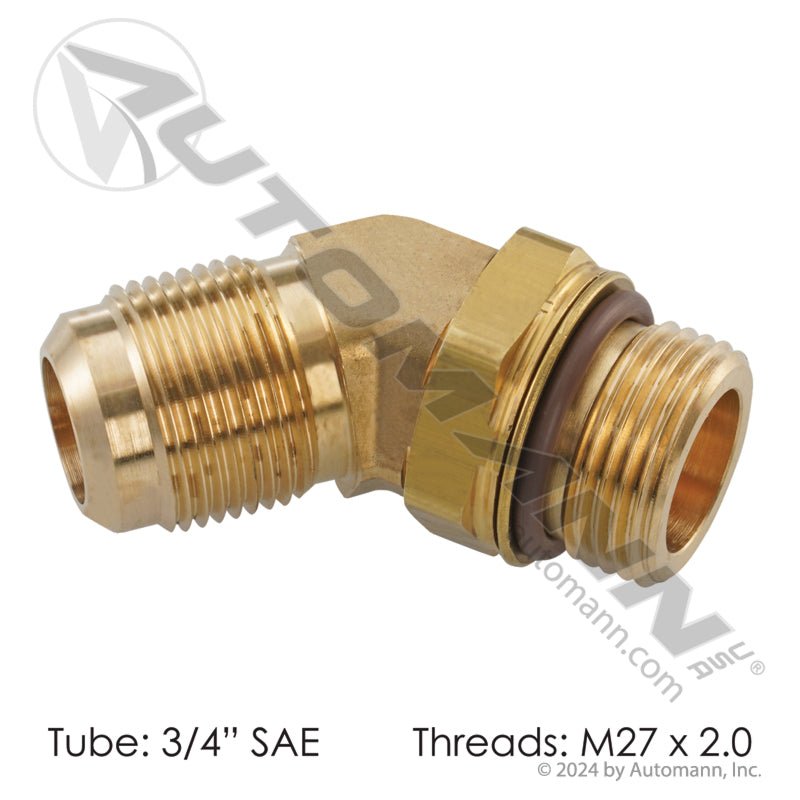 [177.85412M27] Male Elbow 45 DEG 3/4in SAE X M27x2.0