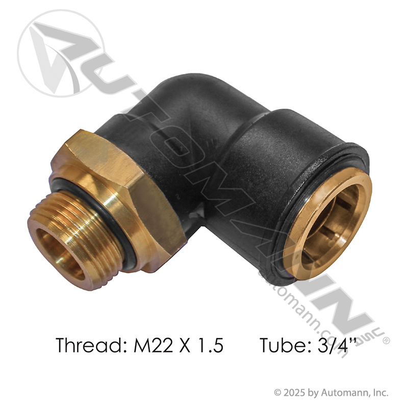 [177.12C6912M22] PLC Swivel Male Elbow DOT 3/4in X M22