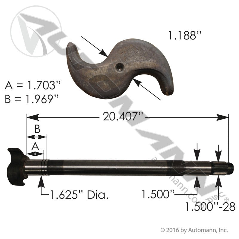 Camshaft LH Meritor Q-Plus Type (Euclid E14824)