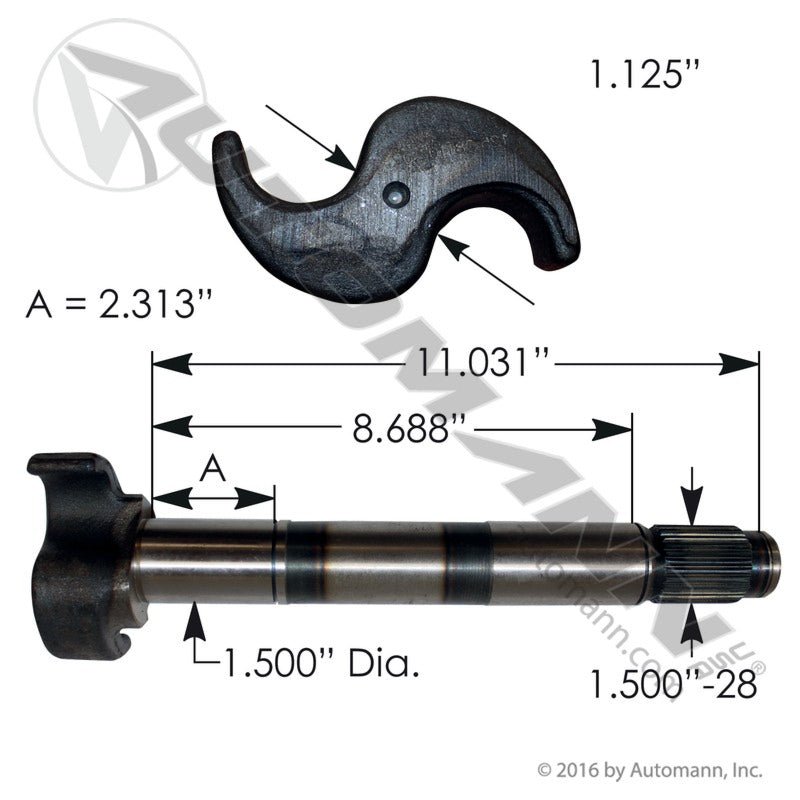 Camshaft LH Hendrickson Intraax HXS 16-1/2in, 1.5in-28 Spline