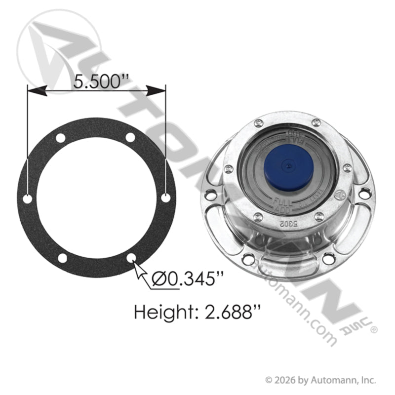 [180.10629] Hub Cap without Side Fill Plug