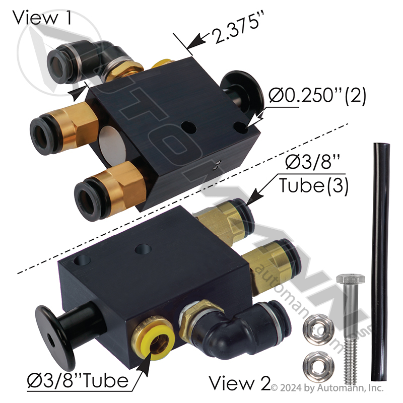 [171.H754WF] 3-Way Air Valve Hendrickson Type w/Fittings (VS-25224)