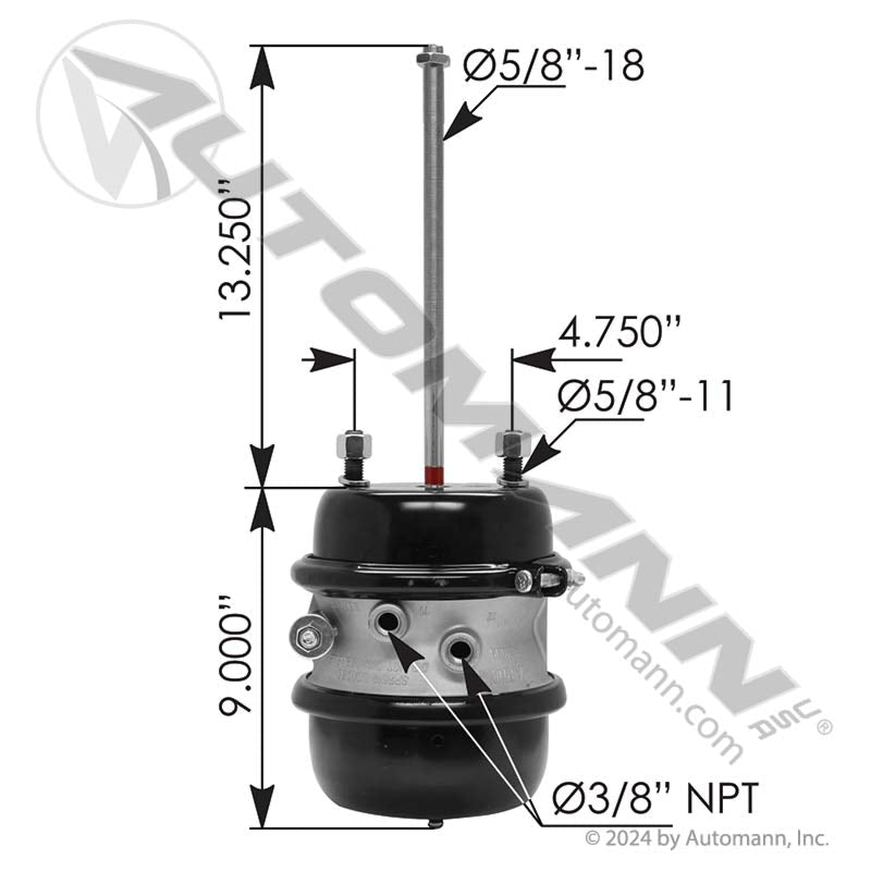 [179.SB3030S] Spring Brake Chamber 30/30 Sealed, 2.5in Stroke