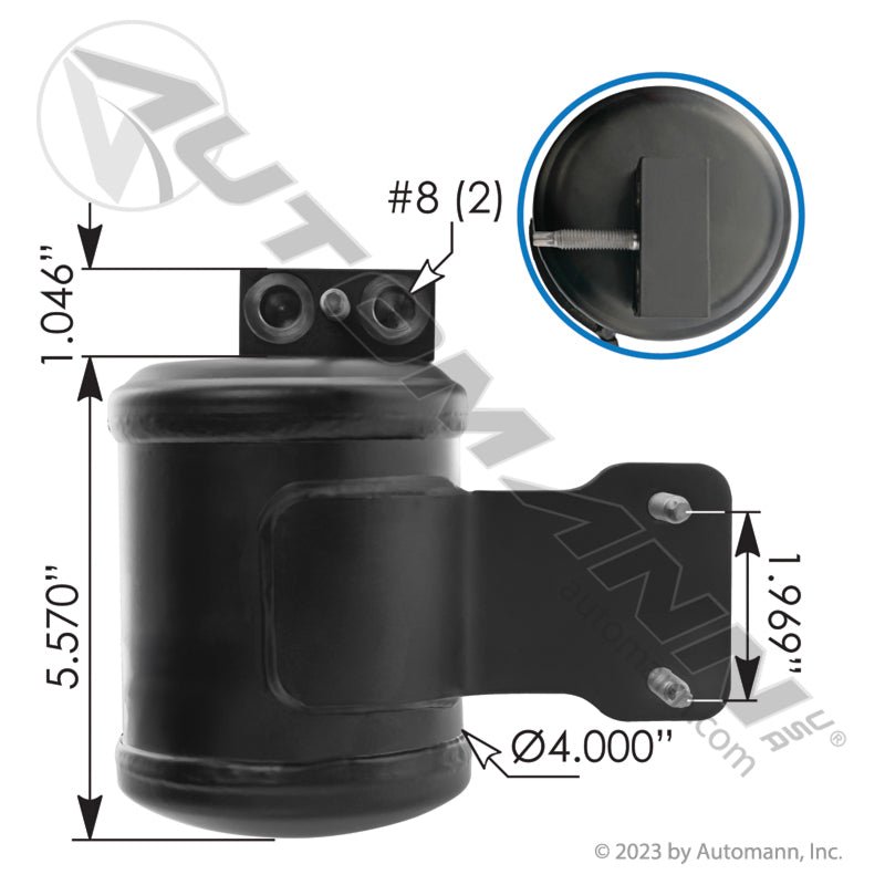[830.41102] A/C Receiver Drier Cascadia, 4 x 6.70in, #8 Slimline