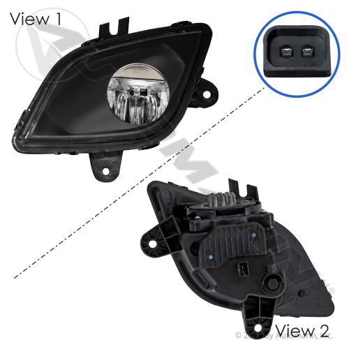 [564.46077L] Fog Lamp LED LH Black, New Cascadia (P4) 2018-2024, 1500 lm