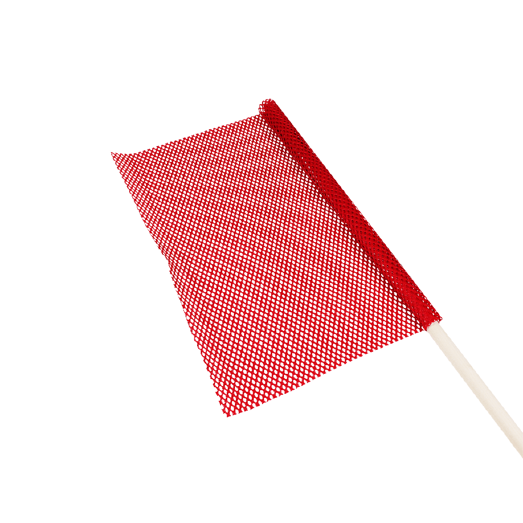 [EBAC086] Mesh Red Warning Flag with Wooden Dowel