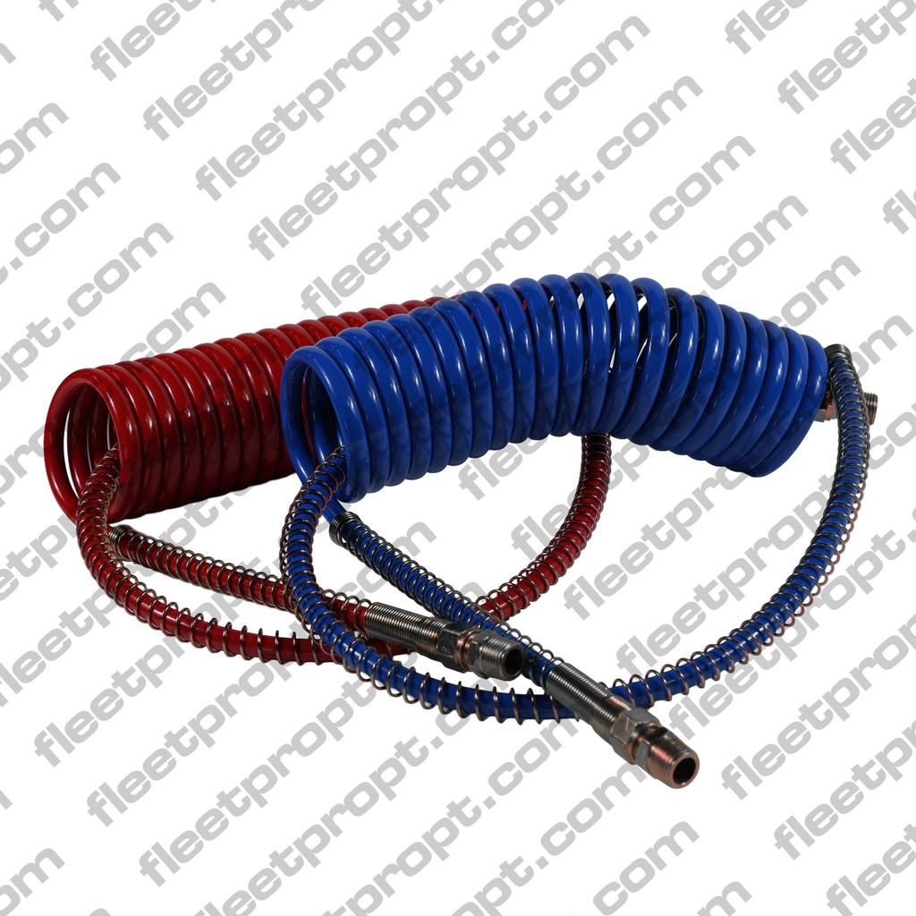 [F-245] Coiled Air Brake Hose Set 1/2in 15ft, 40in Leads