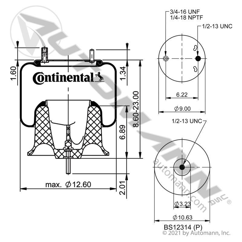 [566.CT67473] Continental Air Spring 67473 Freightliner (Firestone 8537)