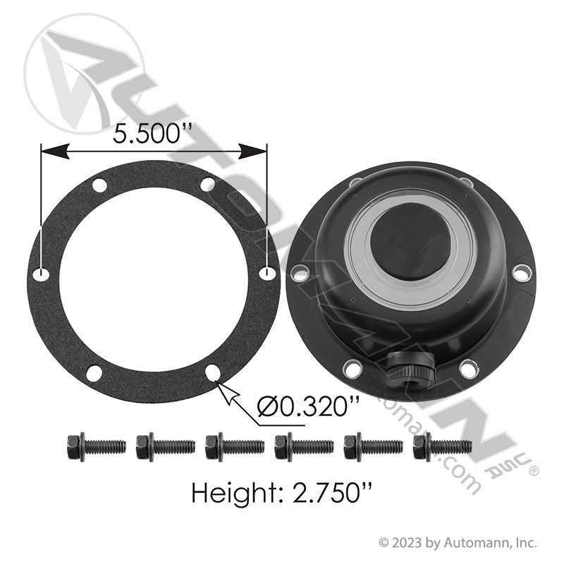 [180.CR1643-C30] Hub Cap Trailer Axle 6-Bolt 5-1/2in BC, Aluminum, Oil Fill
