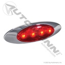 Marker Light LED 2 x 6-1/2in Red 4-Diode, Chrome Bezel