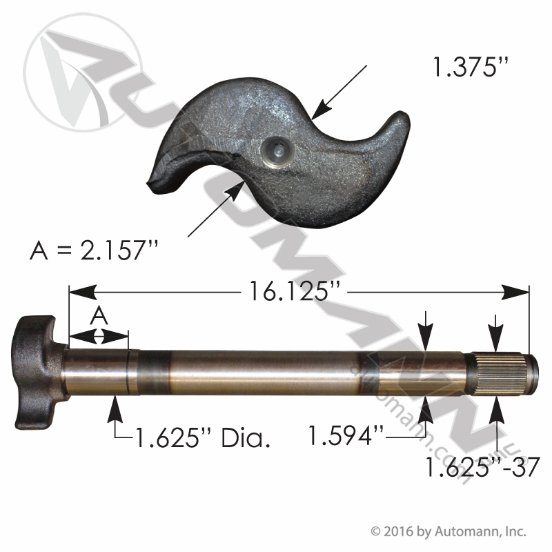 [121.371604.02] Camshaft RH Fruehauf Pro-Par 16-1/2in, 1.625in-37 Spline