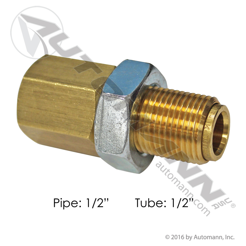 Brass Bulkhead 1/2in PLC x 1/2in NPT FM